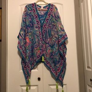 Lilly Pulitzer Tie Front Shawl Poncho